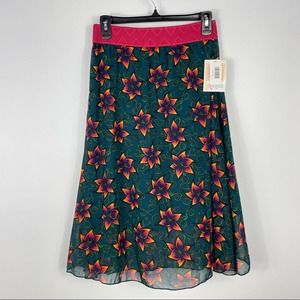 Lularoe Lola Womens Skirt Floral Hawaiian Tropical Chiffon Lined S NEW